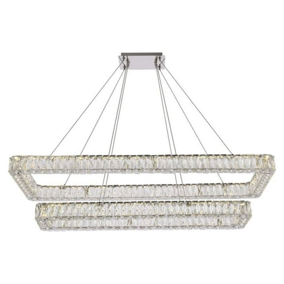 Monroe 50 inch LED double rectangle pendant in chrome
