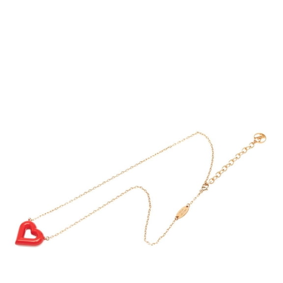 Pre-Owned Louis Vuitton LV&V Heart Pendant Necklace M61137 Gold Red Plated Women's... (Good)