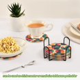 thumbnail image 5 of Yayeee 6 PCS Drink Coasters with Holder Set Woven Absorbent Round Tabletop Hot Pad, Retro Geometric, 5 of 7