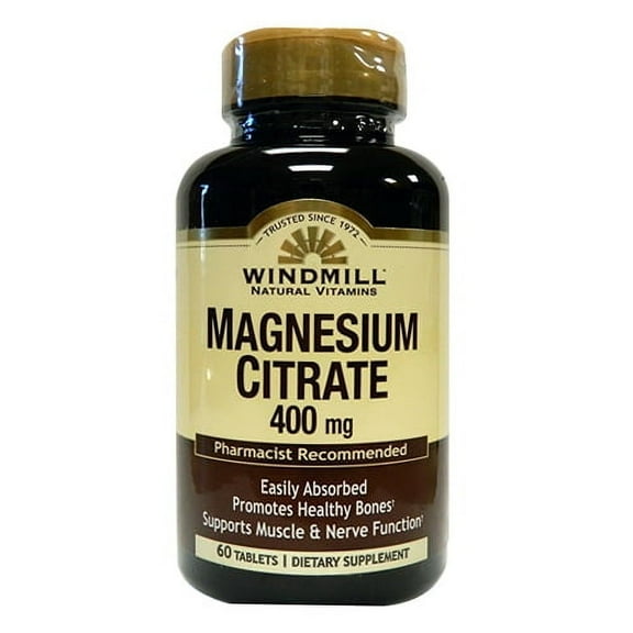 Windmill Natural Vitamins Magnesium Citrate 400mg Tablets, 60 Ea