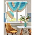 thumbnail image 3 of Waterfall Valances for Windows, Aqua Ombre Coastal Kitchen Sheer Valance Curtains, Summer Nautical Beach Ocean Seaside Rod Pocket Elegant Swag Valances for Living Room Bedroom, 47.2"x38.5", 3 Panel, 3 of 8