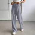 thumbnail image 6 of Admvng Women's Striped Pants Drawstring Waist Wide Leg Summer Lightweight Textured Trousers with Pockets, 6 of 8