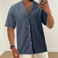 thumbnail image 4 of BOBOGOJP Chemise Homme Manches Courtes Boutonnée avec Poche, Gris Foncé L, 4 of 5