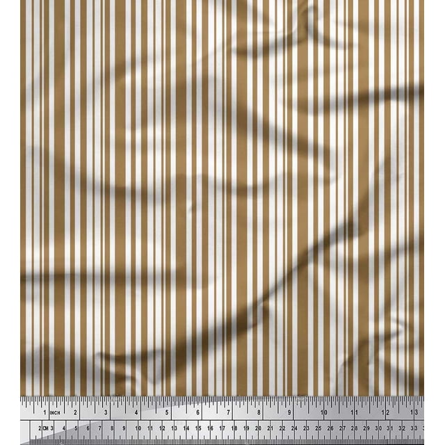 Soimoi Brown polyester Crepe Fabric Vertical Stripe Fabric Prints By Yard 42 Inch Wide