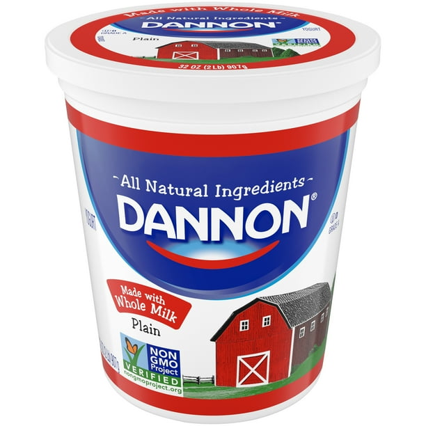Dannon Classic All Natural Plain Whole Milk Yogurt 32oz Quart Tub