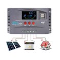 thumbnail image 2 of Controlador de carga solar MPPT 12 V 24 V automático 30 A 20 A 10 A con pantalla LCD USB doble para batería de litio AGM de gel sellada de plomo-ácido, MPPT 10 A 12 V 24 V automático, gris, 2 of 5