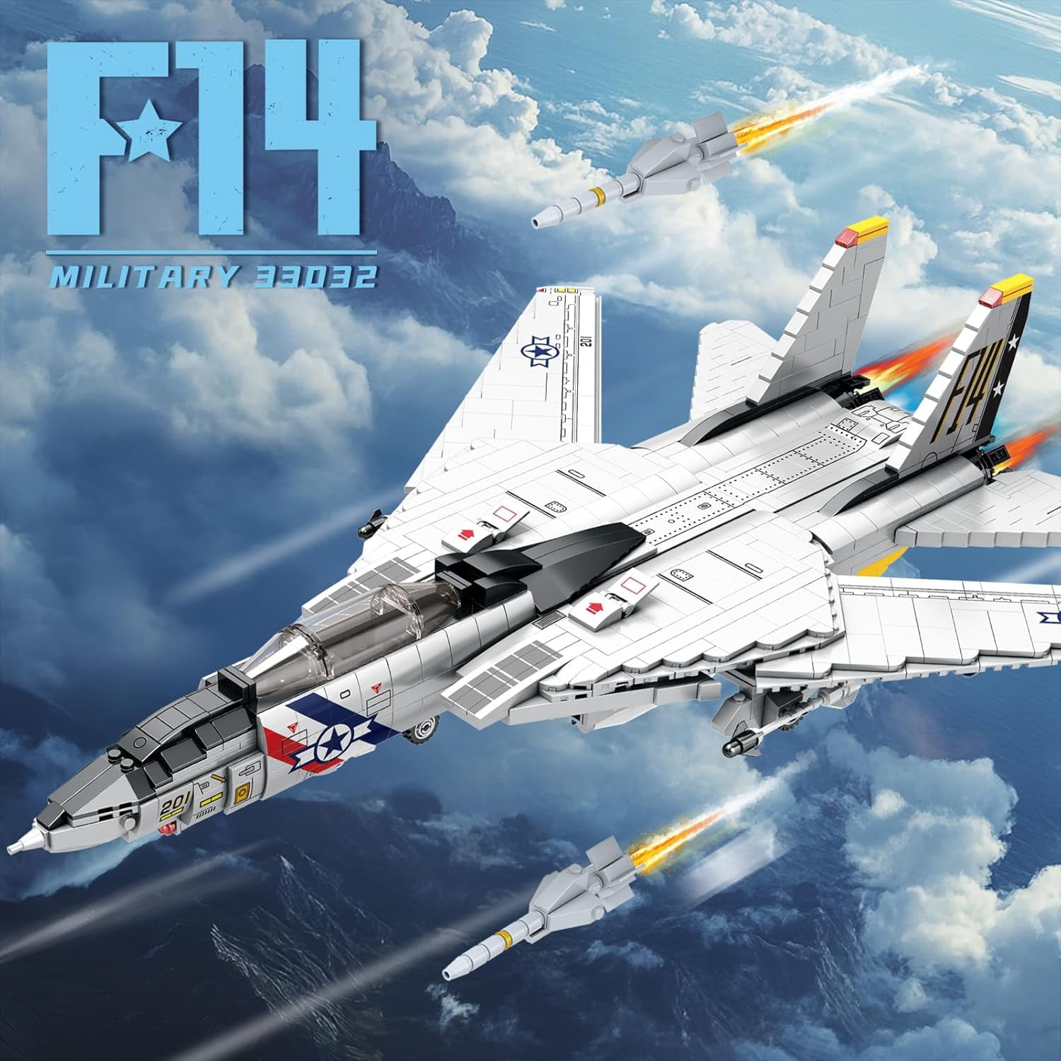 F-14 Fighter Jet Building Set, Fighter Airplane Model Kit 33032 with Movable Wings, Military Plane Model Kit for Adults, Military Toys Ideal Gifts for Kids 14+, Men and Aviation Fans