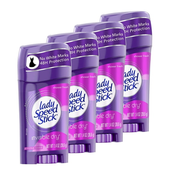 Lady Speed Stick Power Antiperspirant Invisible Dry SHOWER FRESH 1.4 Ounce (4 pack)