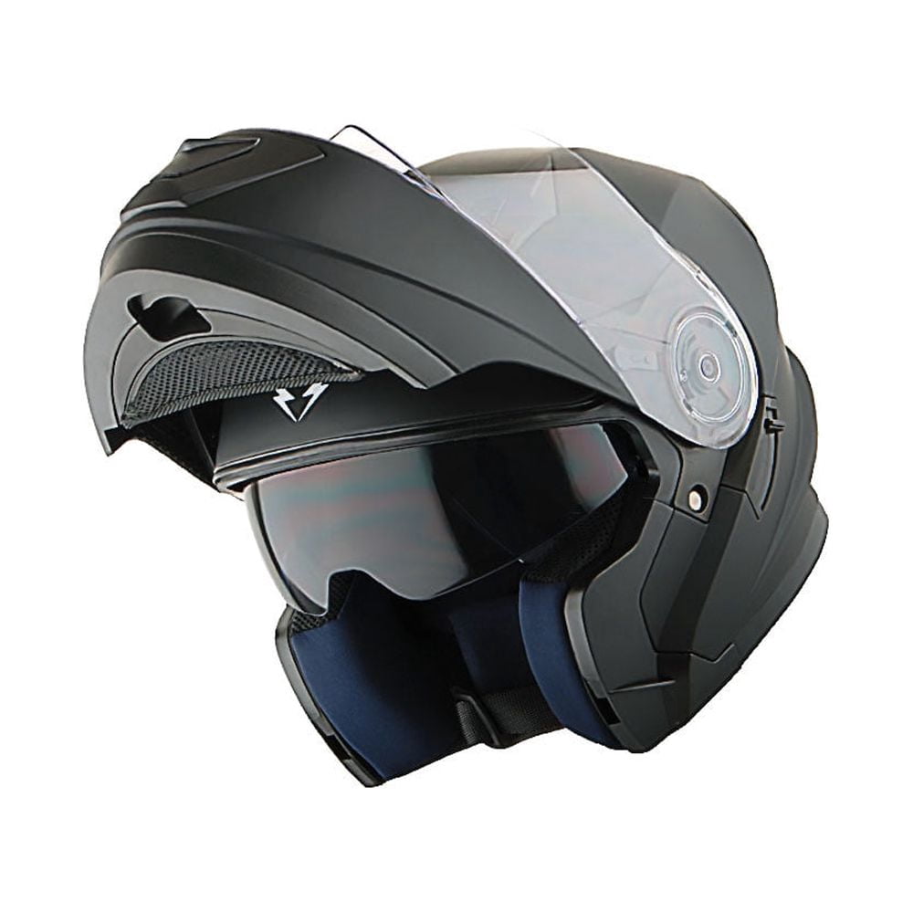 1Storm New Motorcycle Bike Modular Full Face Helmet NOLED901 Dual Visor Sun Shield: Matt Black