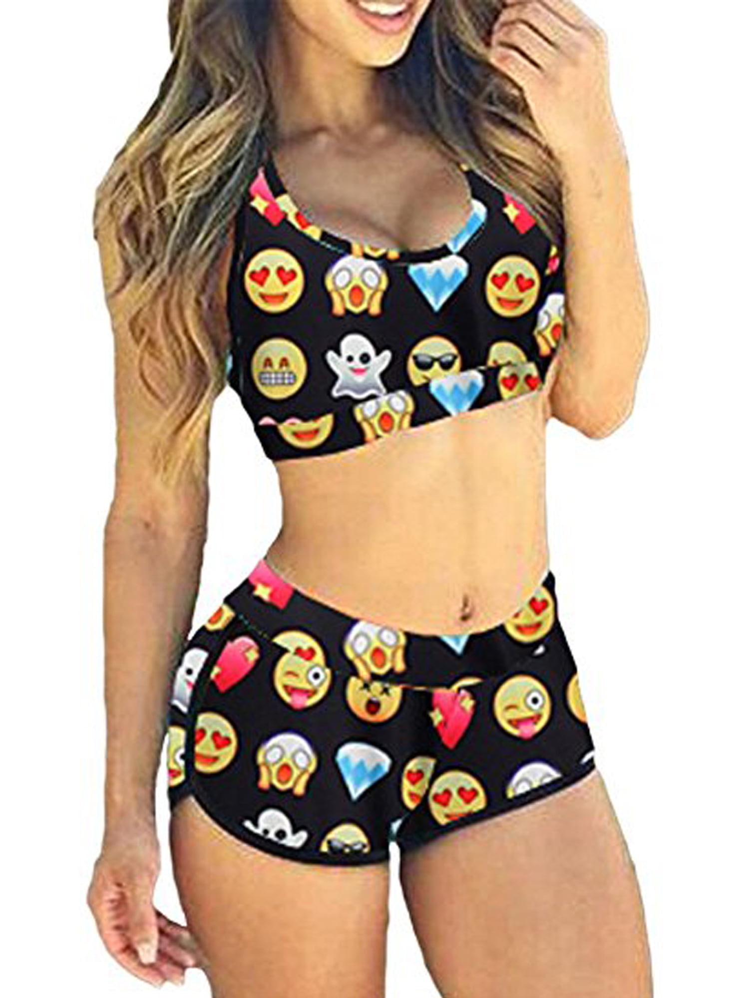sports bra and shorts bathing suit