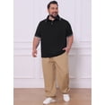 thumbnail image 2 of DARING DIVA Men's Big Tall Contrast Trim Short Sleeve Work Office Golf Shirts 3XL Black, 2 of 7