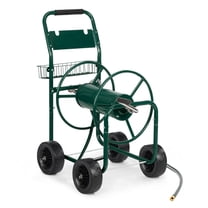 Zimtown Iron 4-Wheel Garden Hose Cart, Heavy Duty Pipe Truck with Dark, Green