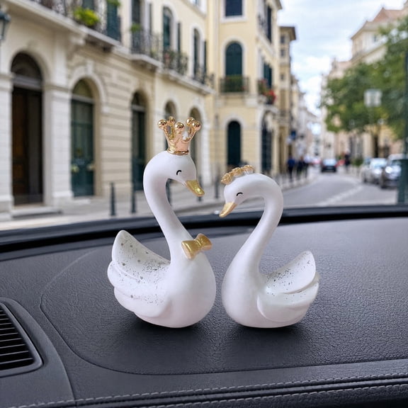 OFFIGAM Swan Cake Topper Decorations, 1 Pair Elegant Swans for Wedding, Birthday, Anniversary and Party Celebrations