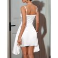 thumbnail image 4 of Women'S Ruched Corset Dress Spaghetti Strap Fit and Flare Flowy Mini Dress White M, 4 of 7