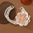 thumbnail image 6 of Luxury Floral Charm Pearls Necklace for Women Adjustable Collarbone Chain Comfortable Daily Wear Party Neck Jewelry, 6 of 14