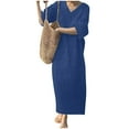 thumbnail image 1 of B91xZ Robes pour Femmes 2024 Invité de Mariage Décontracté Basique Confortable Manches Courtes Évasée Ligne A Midi Longue Robe maxi, Marine S, 1 of 5