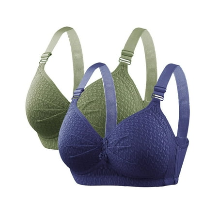2pcs Plus Size Bras For Women Support Wirefree Full Coverage Bralettes Comfortable No Wire Push Up Corset Bra
