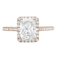 thumbnail image 3 of 1.96 ct Emerald Cut Genuine Cultured Diamond SI1-SI2 J-K 18K Rose Gold Halo Promise Wedding Statement Engagement Designer Ring size 3.5, 3 of 7
