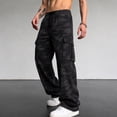 thumbnail image 2 of Men's Cargo Pants with Pockets Drawstring Long Trousers Relaxed Fit Stretch Work Pants, 2 of 5