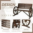 thumbnail image 2 of Wooden Wagon Wheel Bench, 2-Person Solid Wood Garden Bench, Rustic Wooden Seat Wagon Wheel Bench Patio Loveseat W/Slatted Backrest, Outdoor Garden Bench for Lawn Yard Porch Park, 2 of 7