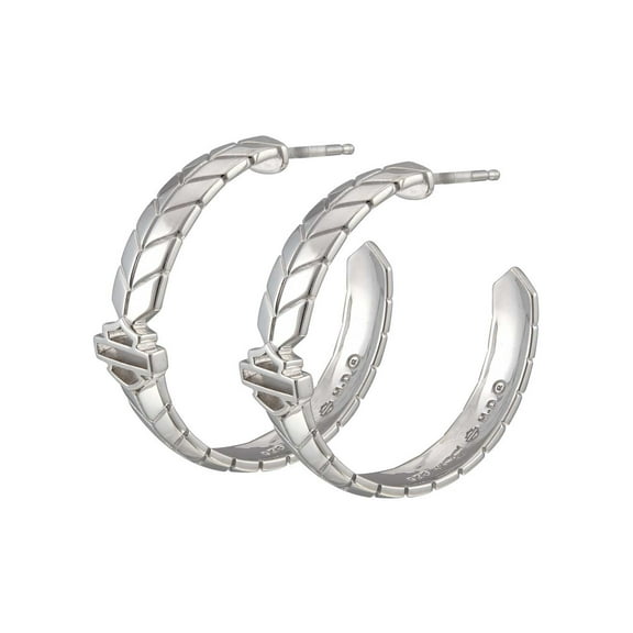 Harley-Davidson Women's Insignia Bar & Shield Hoop Earrings, Sterling Silver, Harley Davidson
