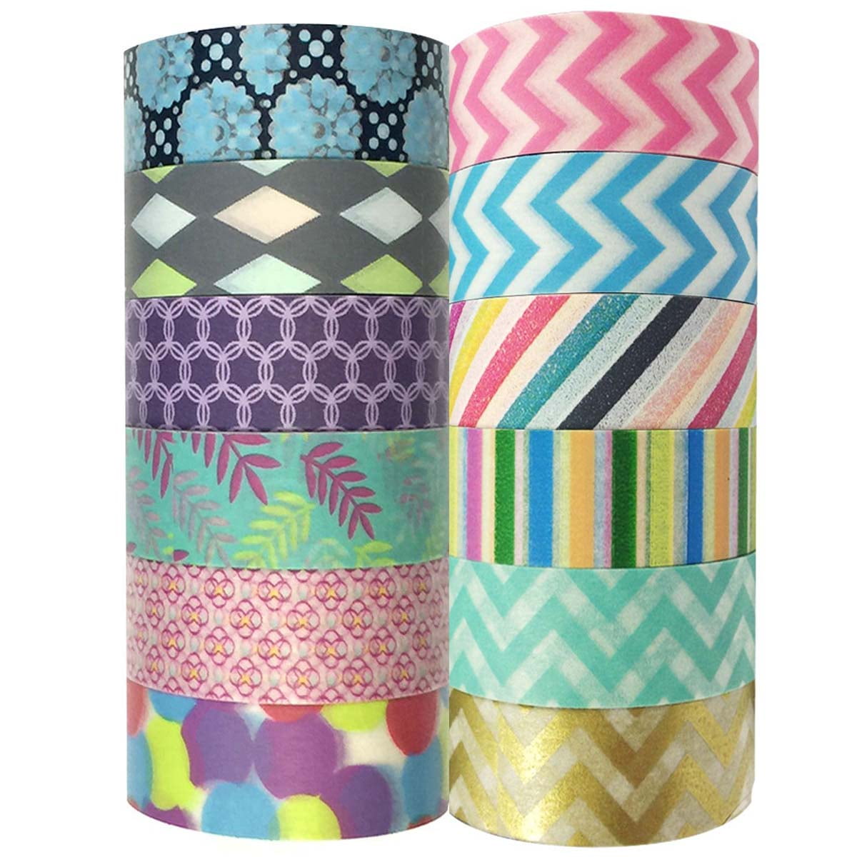 Wrapables® Washi Tapes Decorative Masking Tapes, Set of 12, ADSET30