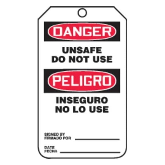 Accuform Safty Tag,5 7/8in H,3 3/8in W,Plstc ,PK5 TSP164PTM