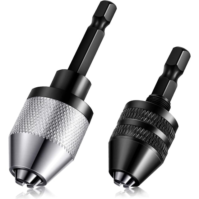 Broca para portabrocas sin llave, vástago hexagonal de 1/4 de pulgada, extensión de cambio rápido, adaptador de taladro para destornillador en 0,3-6,5 mm, 0,3-3,6 mm (2 piezas)
