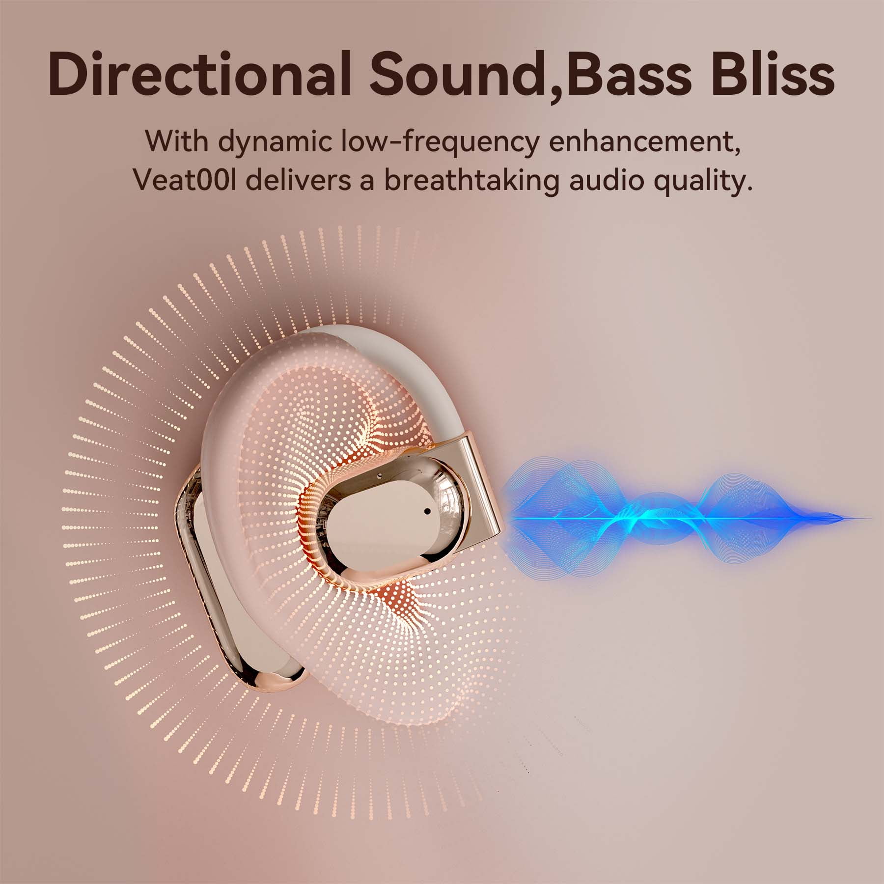 VEATOOL Wireless Earbuds Open Ear Headphone Sport, Bluetooth 5.3 Earbud, 80Hrs Earphone with Earhook, Noise Cancelling Mic,Light Weight Comfortable Fit,Suitable for Running,Workouts