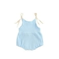 thumbnail image 2 of ITFABS Baby Girls Sleeveless Ribbed Romper,  Newborn Tie-up Arch Bridge Pattern U- Neck Playsuit, 2 of 6