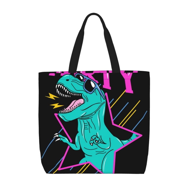 Disketp Rex Dinosaur With Sunglasses Bolsa Tote de Lona para Mujer, Bolso de Hombro y Cruzado con Cierre de Cremallera