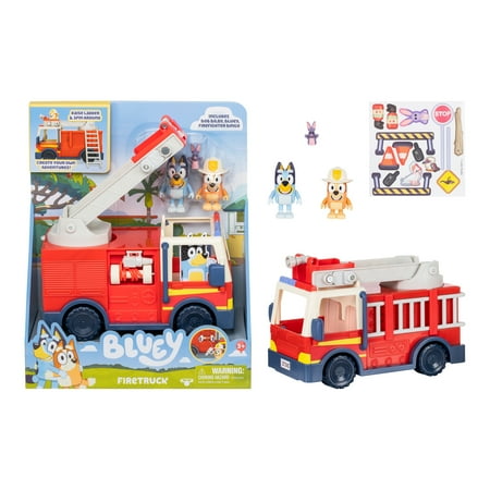 Bluey Fire Truck With Bluey Exclusive Firefighter Bingo And Bob Bilby, Ages 3+