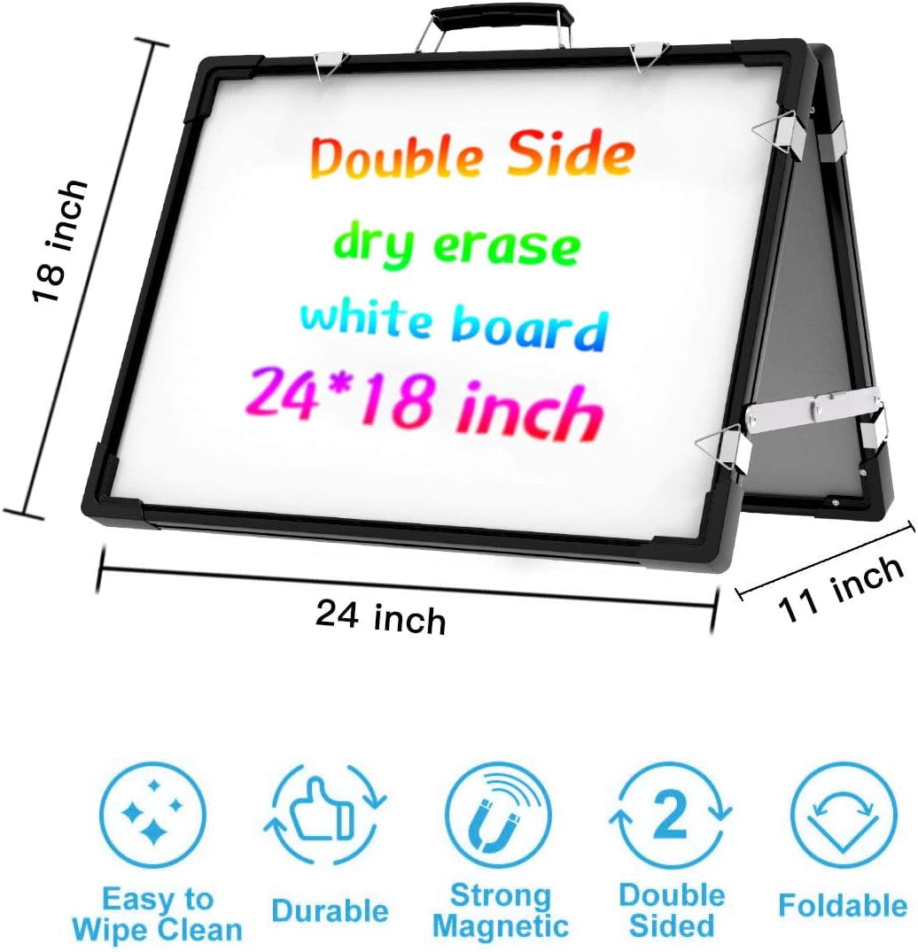 Whiteboard Dry Erase Boards,Foldable Hanging Wall Desktop Boards Easel for Office 24x18 Inch