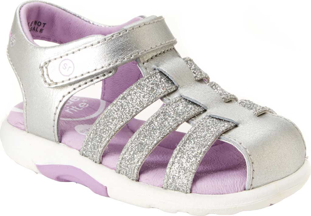 Surprize By Stride Rite Washable Lights up silver Toddler Girls Sandals 