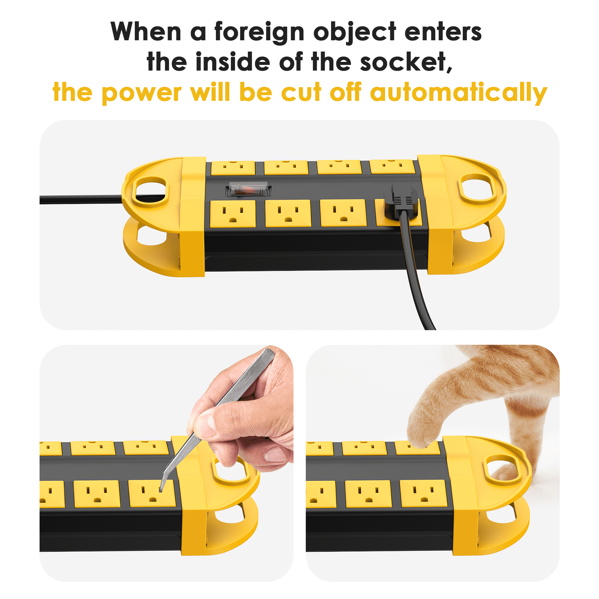 VILONG Metal 8-Outlet Outdoor Power Strip, IPX6 Waterproof, 1200J Surge Protector, 6ft Extension Cord, Flat Plug, ETL Certified for Yard,Patio,Garden