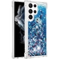 thumbnail image 2 of Slim Fit Phone Case for Samsung Galaxy S22 Ultra, Glitter Liquid Quicksand Effect Silicone Soft TPU Case with Camera Lens and Screen Protection for Galaxy S22 Ultra,LSWT Blue, 2 of 14