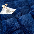thumbnail image 3 of 3 Piece Shaggy Duvet Cover Set, Luxury Ultra Soft Cozy Long Faux Fur (Twin, Navy), 3 of 5