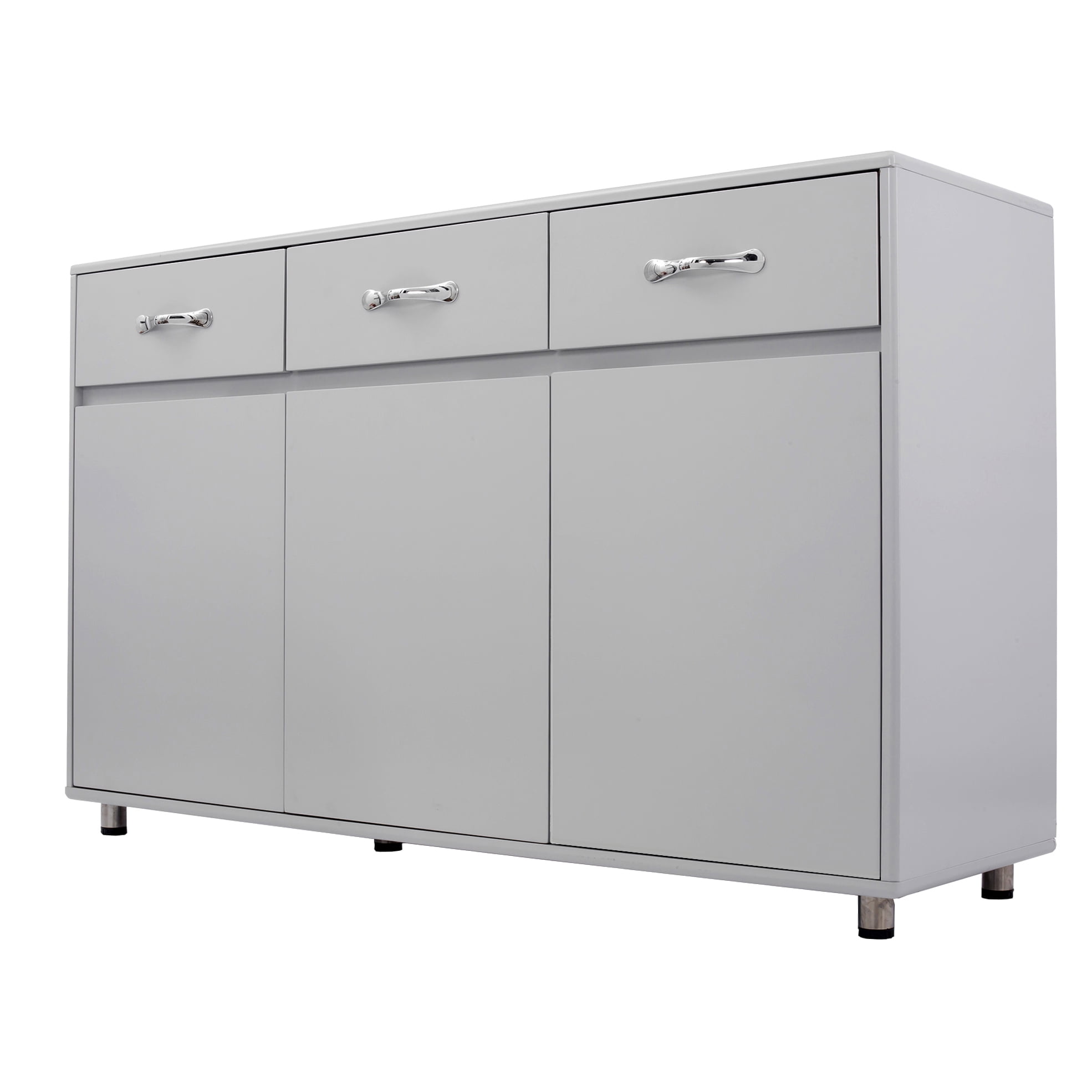 Mintazer Sideboard Buffet Cabinet with 3 Drawers & 3 Doors, Modern Storage Credenza with Adjustable Shelves for Kitchen Dining Room Living Room, Grey
