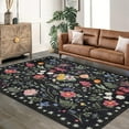 thumbnail image 2 of Floral 5x7 Area Rug Machine Washable Soft Print Boho Carpet Non Slip Low Pile Flower Area Rugs for Living Room Bedroom Dining Room Black, 2 of 6