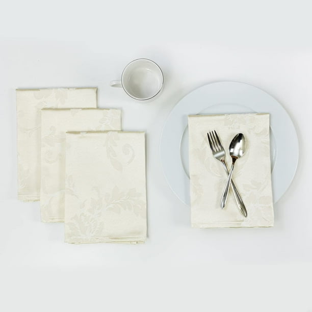 Benson Mills Harmony Scroll - Juego de 4 servilletas de tela tejida de damasco para fiestas diarias, ocasiones especiales, bodas y días festivos (servilletas de 18.0 x 18.0 in, abedul)
