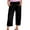 Black, variant on KAUOD Kids Girls Cotton Linen Cropped Pants with Pockets Solid Baggy Wide Leg Straight Summer Casual Pants Sport Trousers