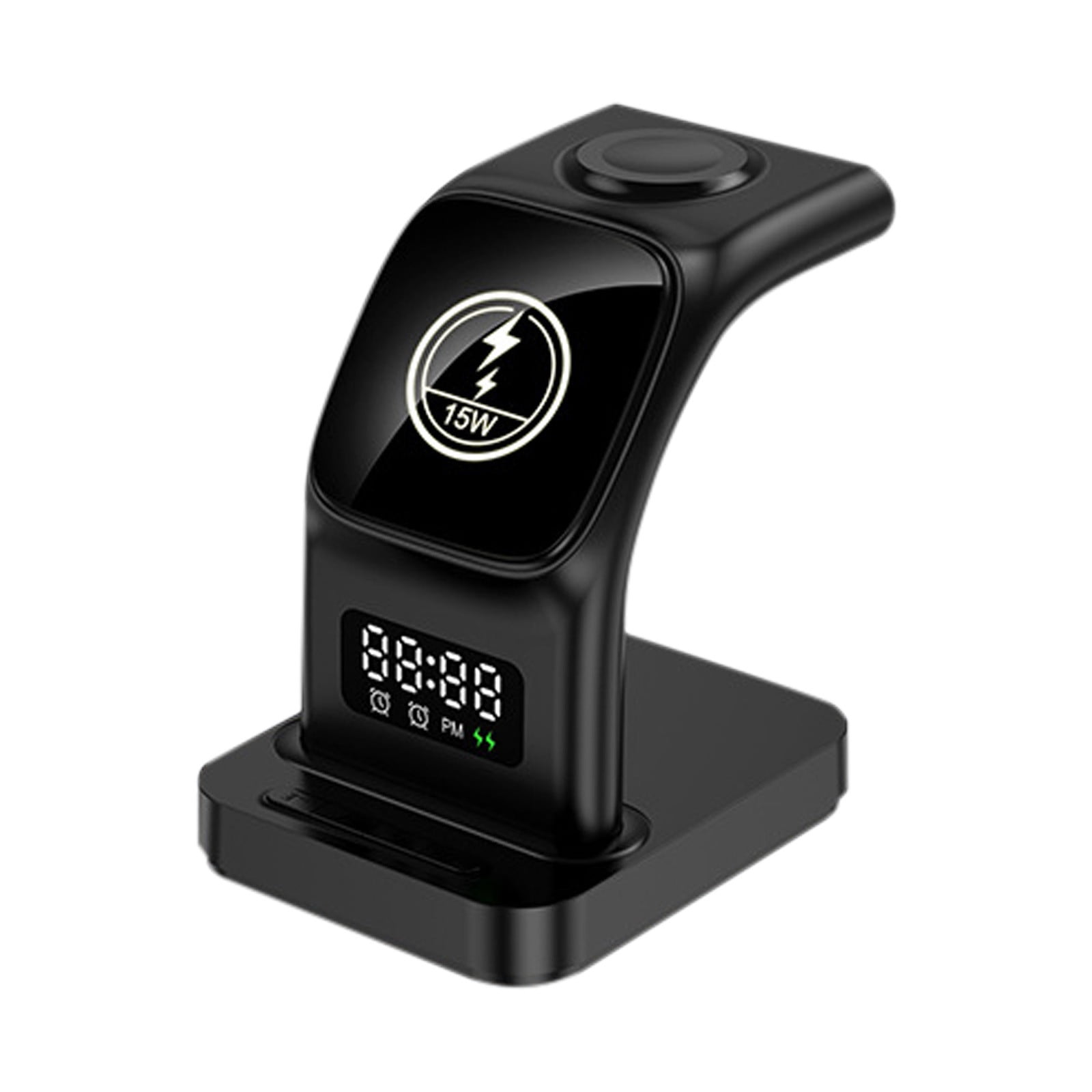 Mgaxud Multifunctional Wireless Charger Stand with LED Alarm Clock - 3 in 1 Charger for Phone, Watch, and Headset, Compatible with Most Smartphones