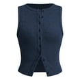 thumbnail image 4 of Women Solid Vest Plus Size Crewneck Tops For Daily Comfort Stylish Slim Fit Button Up Tops Clothes,size M, 4 of 4