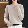 thumbnail image 2 of Arlun Sweaters for Women Casual Soft Comfort Fall Winter Casual Crewneck Pullover Tops Dressy Long Sleeve Trendy Warm Solid Color Base Layer Sweater Light Gray One Size, 2 of 4