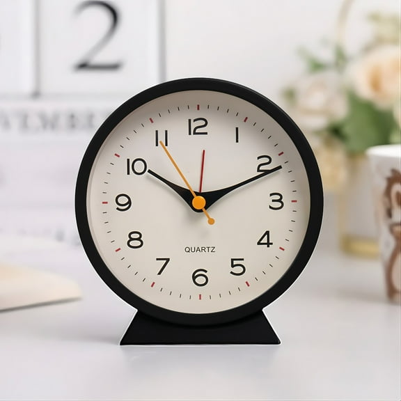 kkbbma under $5 Analog Alarm Clock,Small Retro Desk Clock Battery Operated,Slient Metal Table Clock for Living Room Decor,Bedroom,Bedside