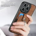 thumbnail image 5 of Compatible with iPhone 16 Pro Max, Classic Card Slots 360 Rotating Finger Ring Kickstand PU Leather + TPU Frame Magnetic Closure Back Case Cover for iPhone 16 Pro Max, Brown, 5 of 9