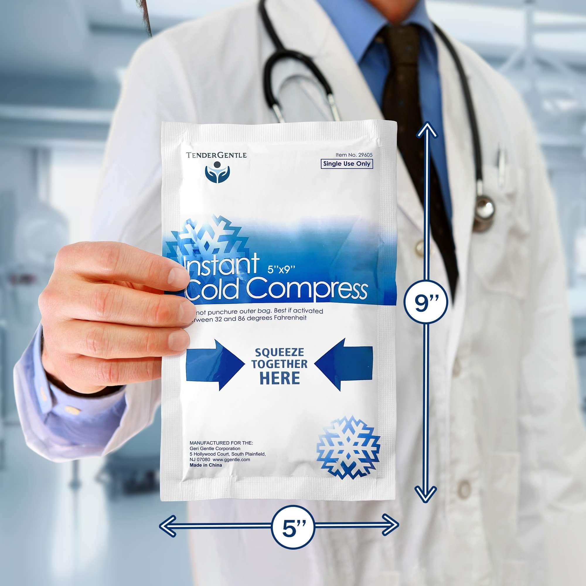 Tender Gentle Instant Ice Packs for Injuries - 24 Count of Disposable Cold Compress Ice Packs for Sprains, Strains, Minor Burns, Toothaches