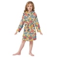 thumbnail image 6 of FORMRS Niños Bathrobe Unisex Hooded Robe Soft Plush Pajamas Sleepwear, Size 2-3T, Vibrant Flowers Pattern, 6 of 7
