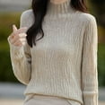 thumbnail image 6 of Juslio Women Sweaters Pullovers Turtlenecks Solid High Neck Knit Fashion Beige, 6 of 6