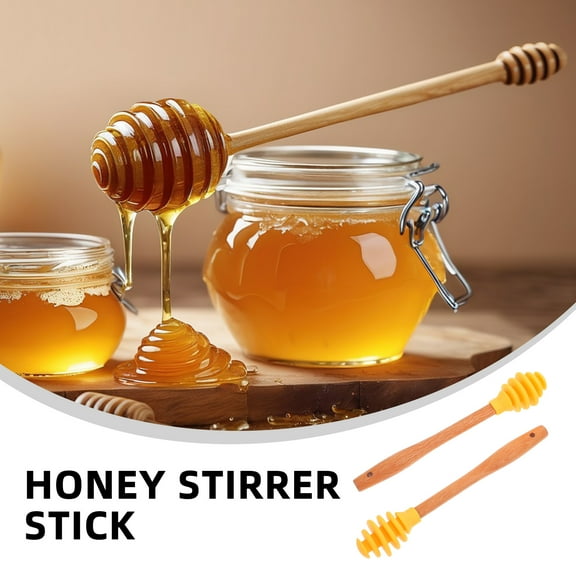 VORCOOL Honey and Syrup Dippers Honey Spoon Dipper Silicone Wood 2Pcs